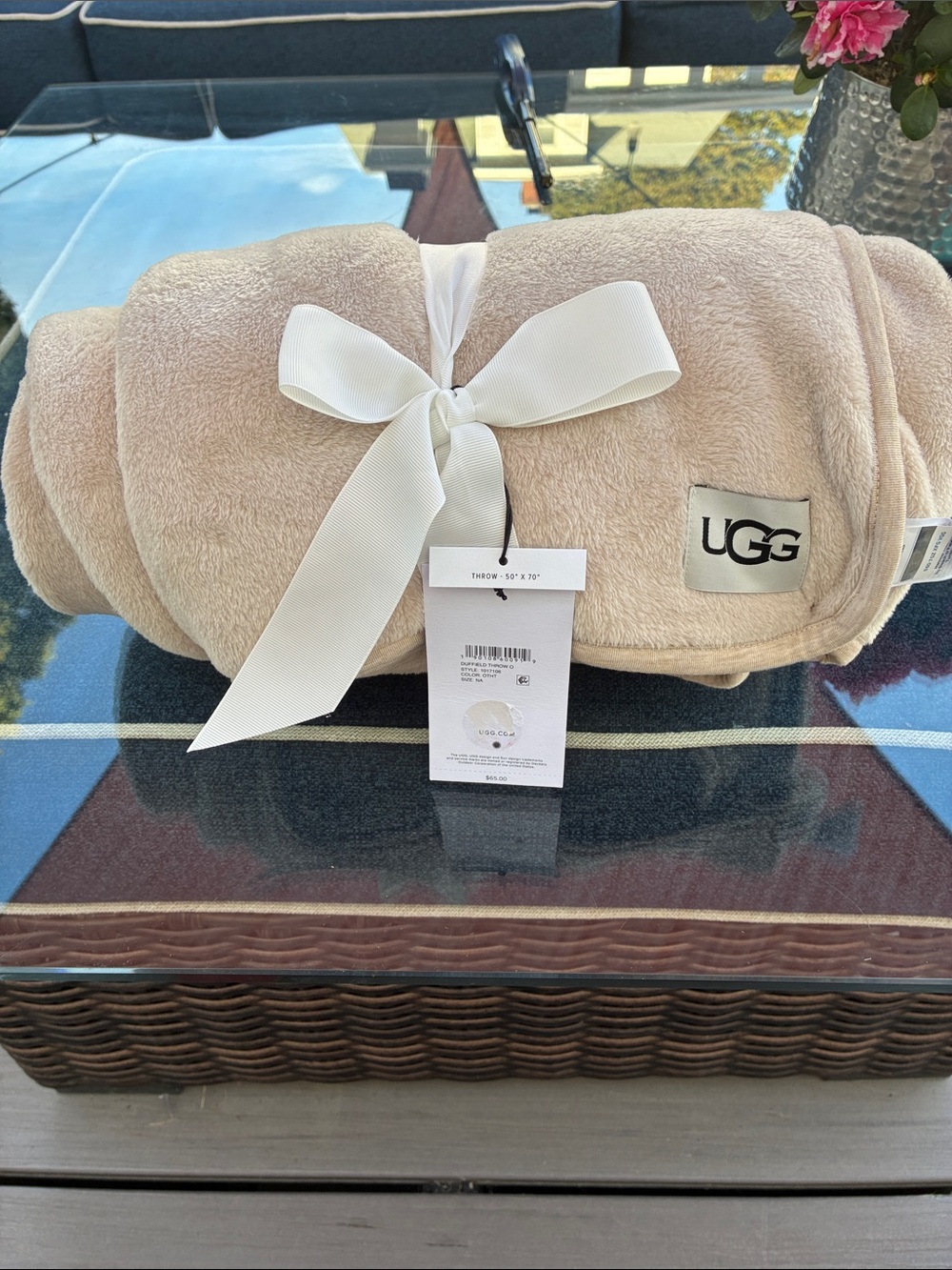 UGG Cozy Neutral Cream Throw Blanket